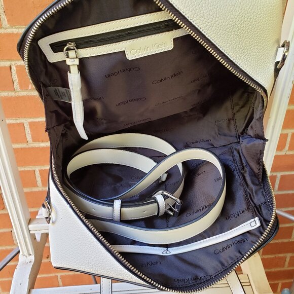 BNWT CALVIN KLEIN BRENDA convertible satchel / adjustable shoulder cherub white - Picture 3 of 11
